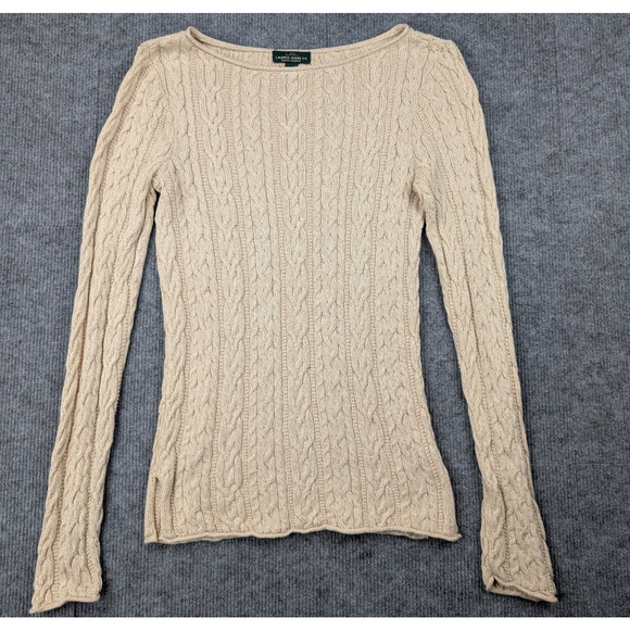 Lauren Ralph Lauren Sweaters - Ralph Lauren Cable Knit Sweater Womens Small Boat Neck Old Money Quiet Luxury